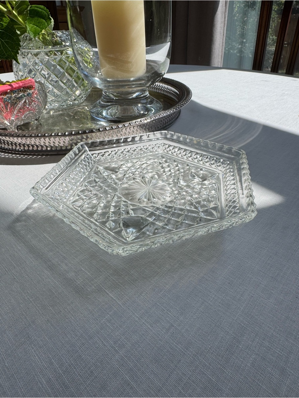 Crystal Hexagonal Serving Dish - Home Dining
